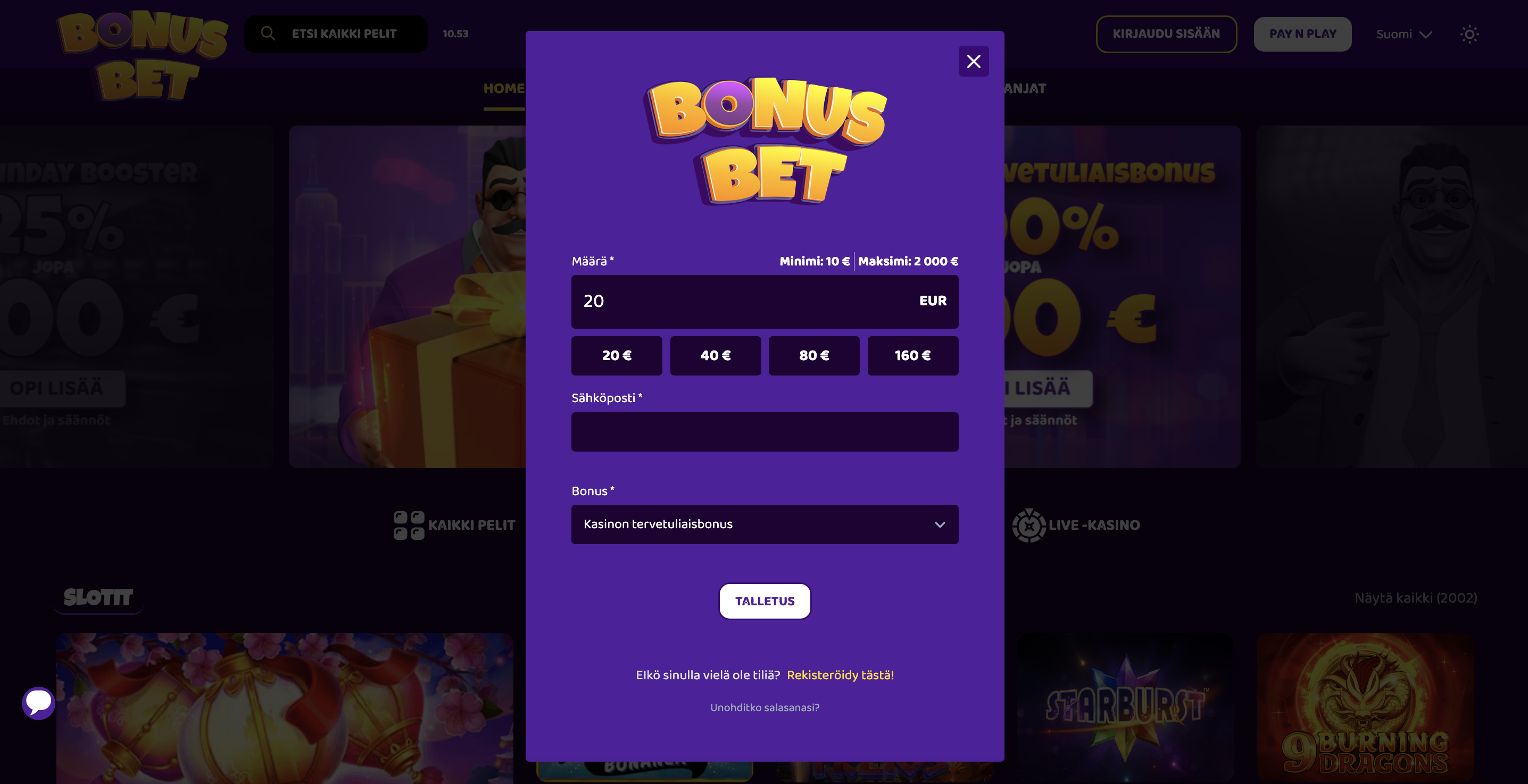 Bonusbet casino bonus