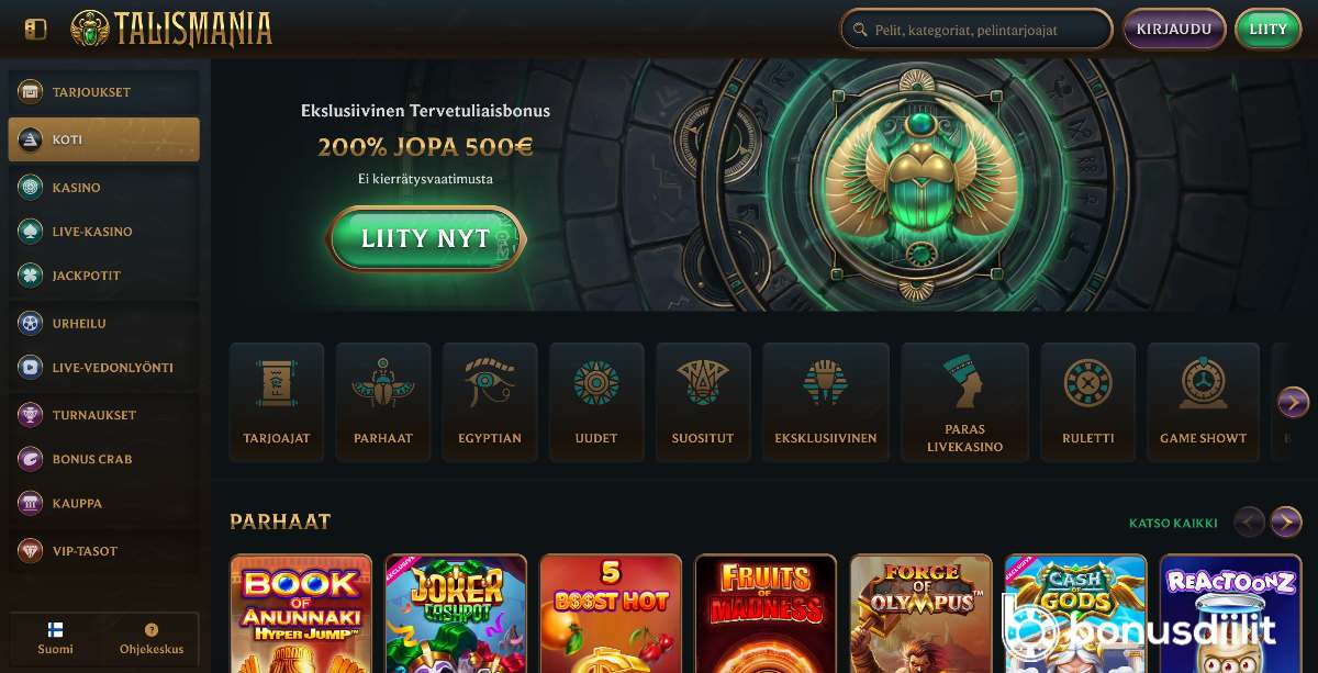 Talismania Casino bonus