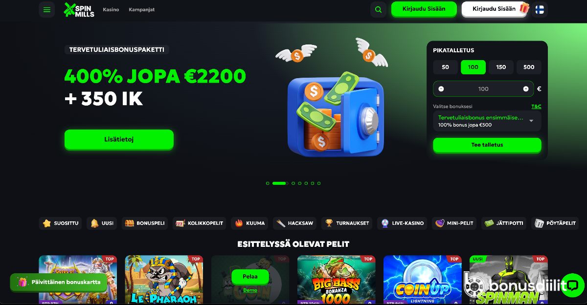 SpinMills Casino bonus